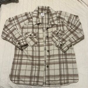 Knox Rose Oversized Tan Plaid Shacket